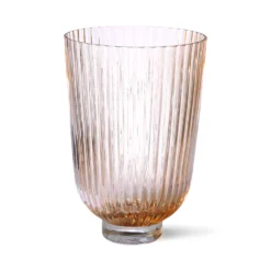 HKliving Peach Ribbed Glass Vase 6 HKliving Peach Ribbed Glass Vase