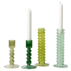 HKliving Forest Green Glass Candle Holder 11 HKliving Forest Green Glass Candle Holder