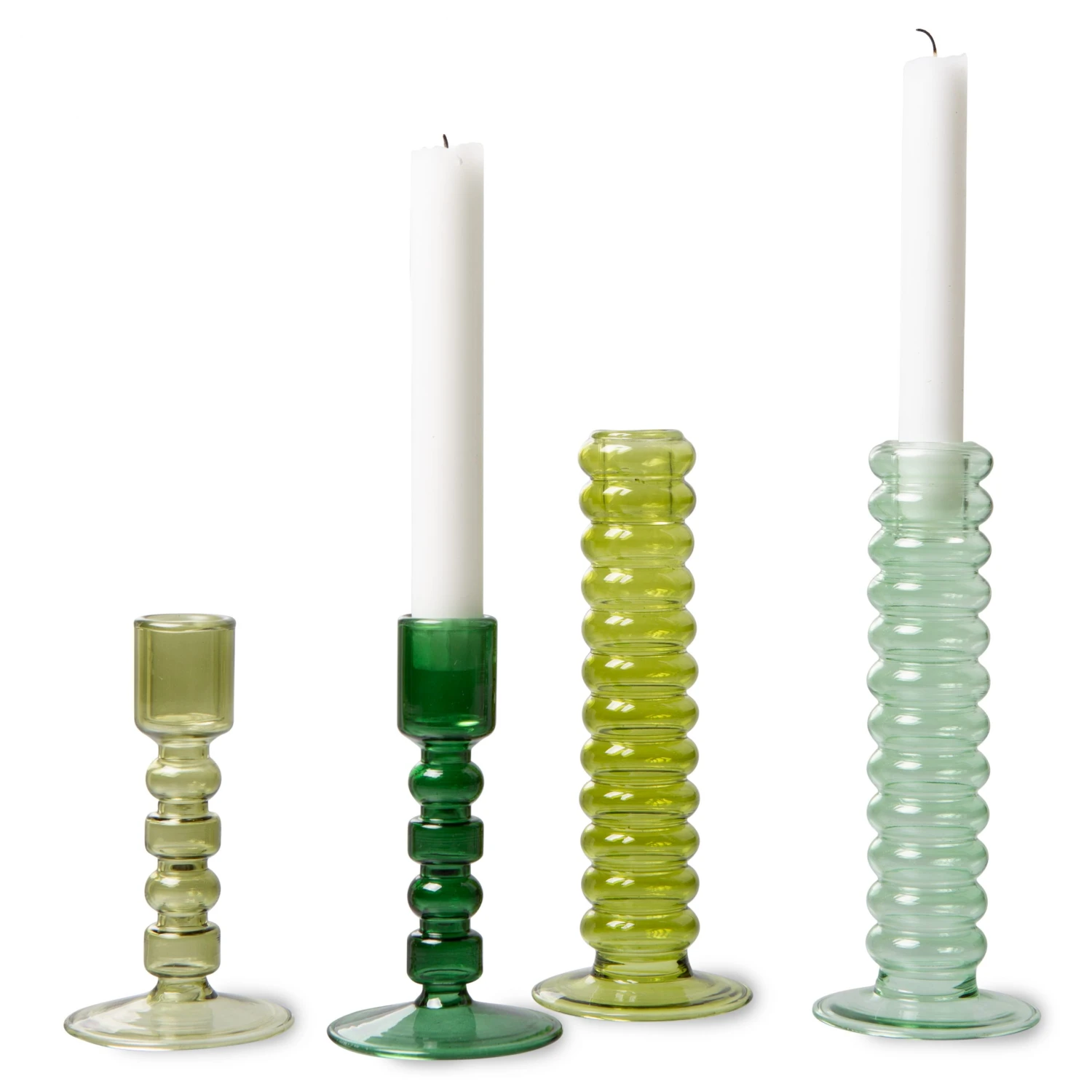HKliving Forest Green Glass Candle Holder 6 HKliving Forest Green Glass Candle Holder