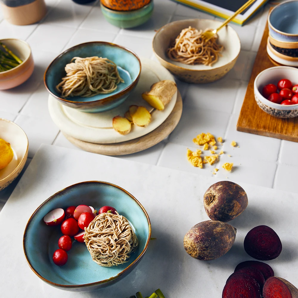 HKliving Ceramic 70's Pasta Bowl Tiger Set of 2 6 HKliving Ceramic 70's Pasta Bowl Tiger Set of 2