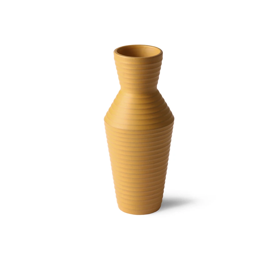 HKliving Ceramic Flower Vase Ochre 3 HKliving Ceramic Flower Vase Ochre