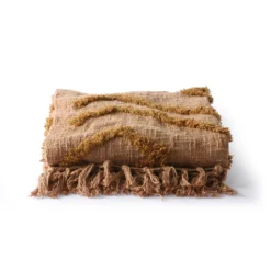 HKliving Cotton Fringe Pattern Throw Brown 7 HKliving Cotton Fringe Pattern Throw Brown