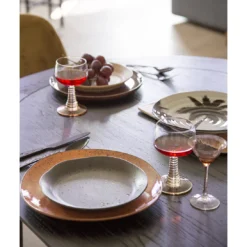 HKliving Set of 6 grey organic breakfast plates