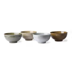 HKliving Kyoto Ceramics Japanese Noodle Bowls Set of 4