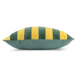 HKliving Green/Mustard Velvet Striped Cushion