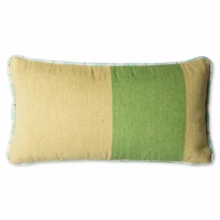 HKliving Hand Woven Wool Cushion Green (38x74)