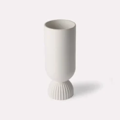 HKliving Ribbed Base Matt White Ceramic Vase 7 HKliving Ribbed Base Matt White Ceramic Vase
