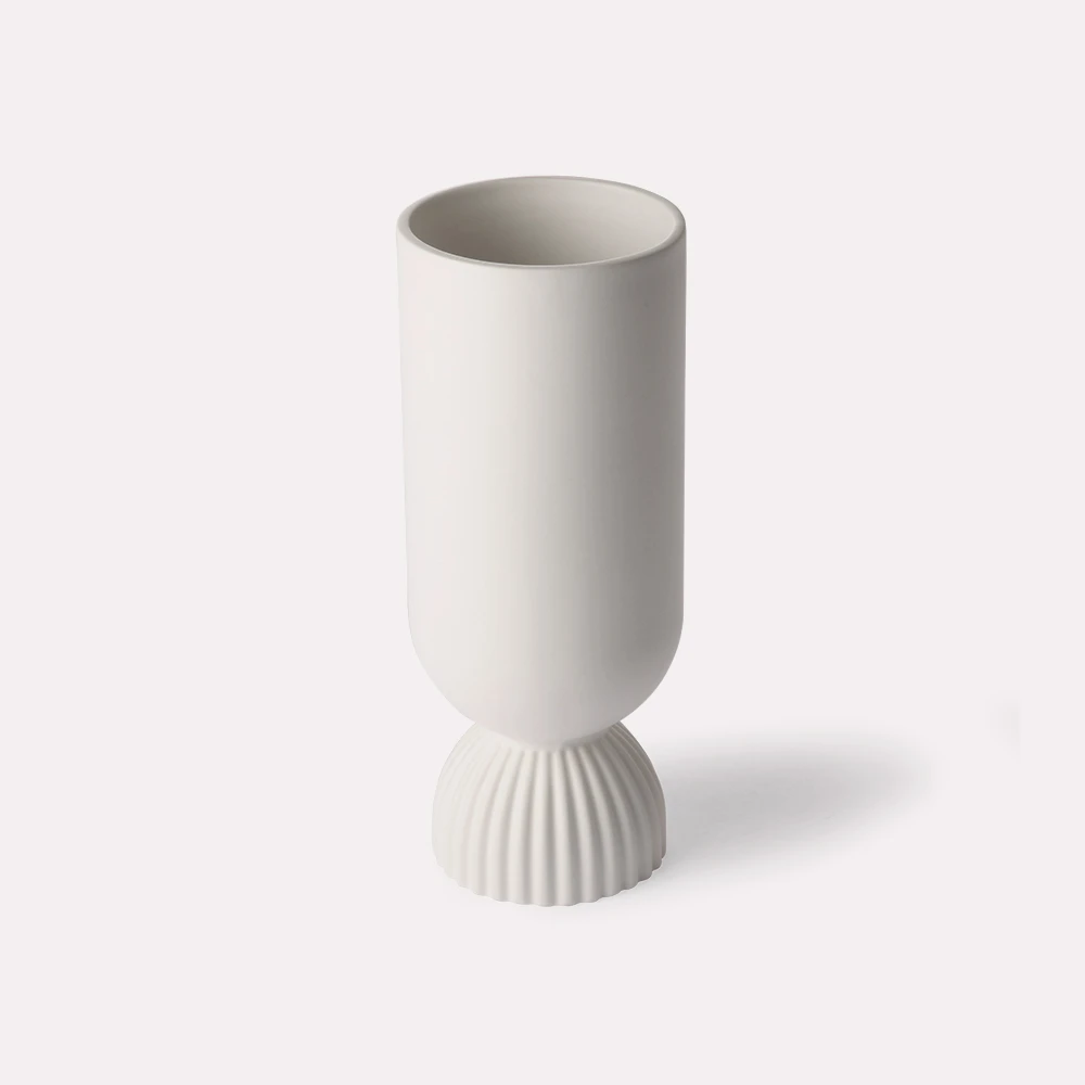 HKliving Ribbed Base Matt White Ceramic Vase 4 HKliving Ribbed Base Matt White Ceramic Vase
