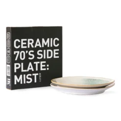HKliving Ceramic 70's Side Plate Mist Set of 2