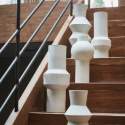 HKliving Vase 15x15x30.5cm White Handmade of Clay