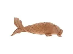 HKliving Hand Carved Wooden Carp Fish