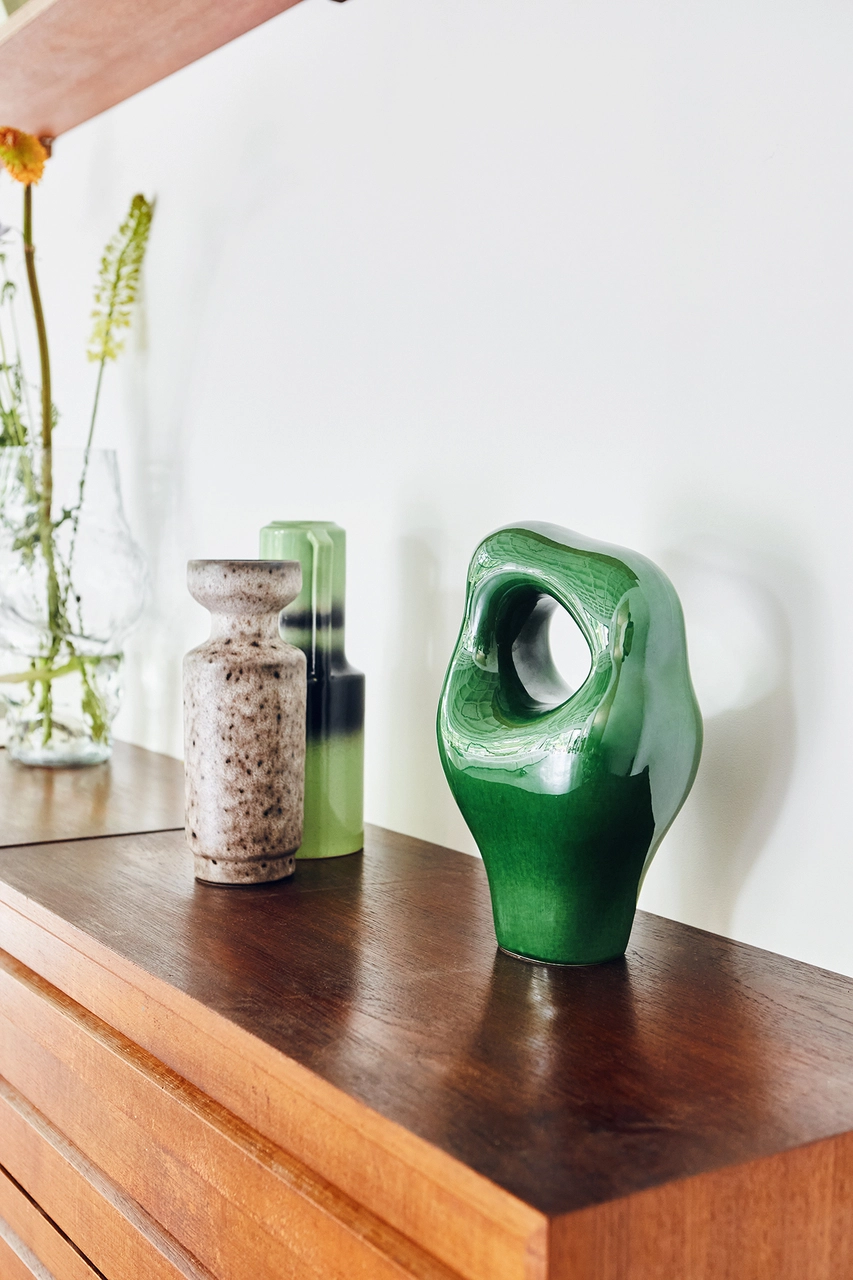 HKliving Ceramic Sculpture Glossy Green 5 HKliving Ceramic Sculpture Glossy Green