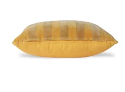 HKliving Cushion 45 X45cm Striped Velvet in Ochre / Gold Colour