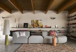 HKliving Printed Floral Cushion Coral/Black (50x50)