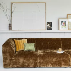 HKliving Striped Velvet Cushion Ochre/Gold (45x45)