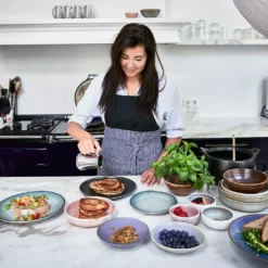 HKliving Home Chef Ceramics Dinner Plate Grey/Green Set of 2