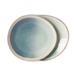 HKliving Ceramic 70's Side Plate Mist Set of 2