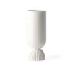 HKliving Ceramic Flower Vase Ribbed Base - White