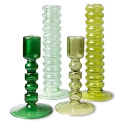 HKliving Olive Green Glass Candle Holder