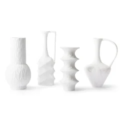 HKliving Matt White Porcelain Vases Set of 4