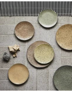 HKliving Set of 2 Taupe Gradient Ceramics Dinner Plates