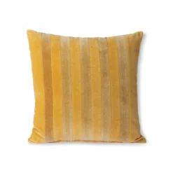 HKliving Striped Velvet Cushion Ochre/Gold (45x45)