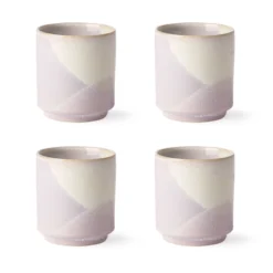 HKliving Gallery Ceramics Coffee Mug Lilac/Yellow Set of 4