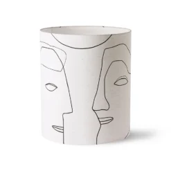 HKliving Printed Face Lamp Shade With Base