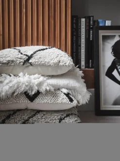 HKliving Off White and Black Cotton Diamond Cushion 5 HKliving Off White and Black Cotton Diamond Cushion