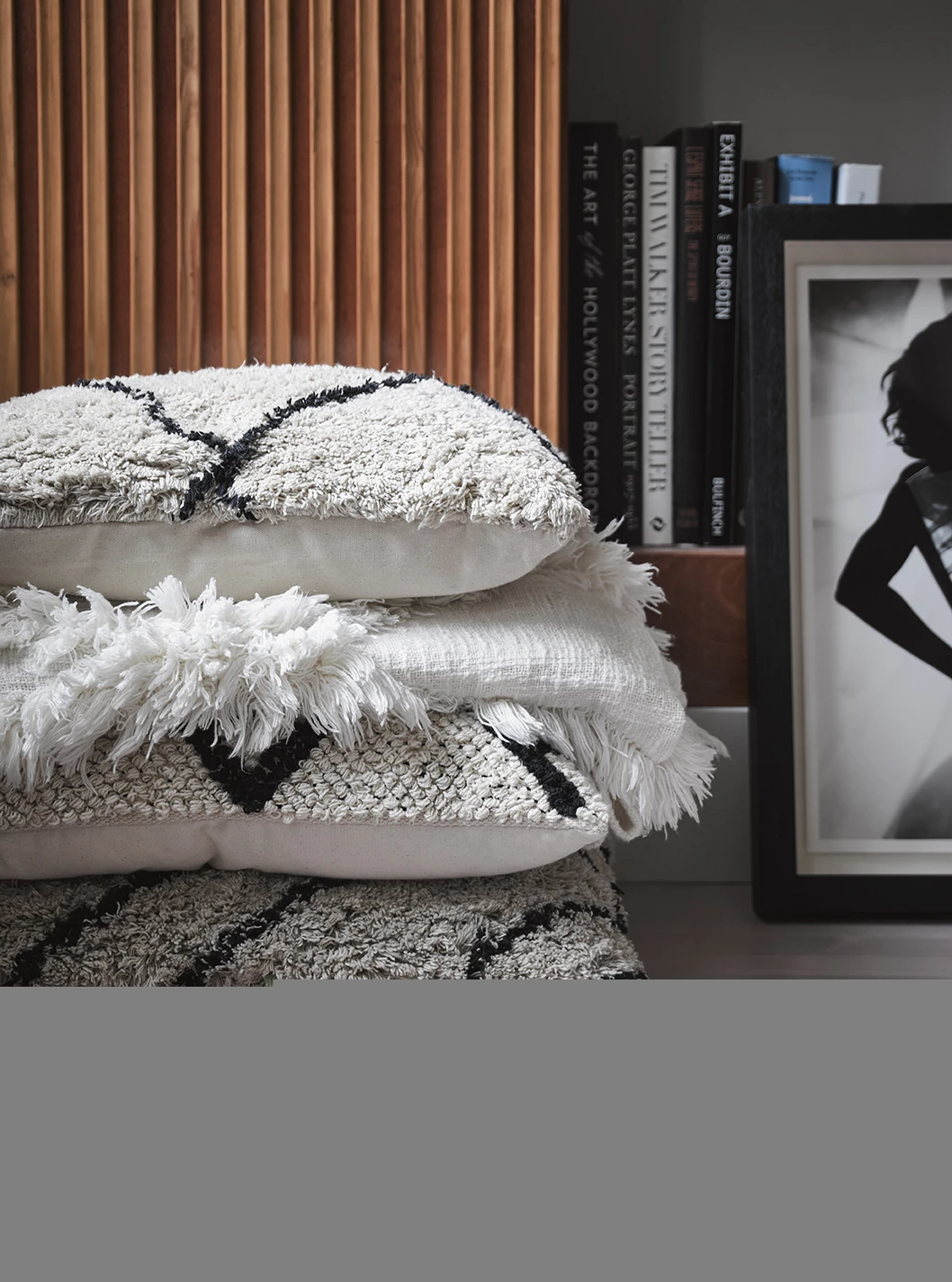 HKliving Off White and Black Cotton Diamond Cushion 4 HKliving Off White and Black Cotton Diamond Cushion