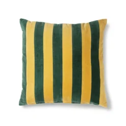 HKliving Green/Mustard Velvet Striped Cushion